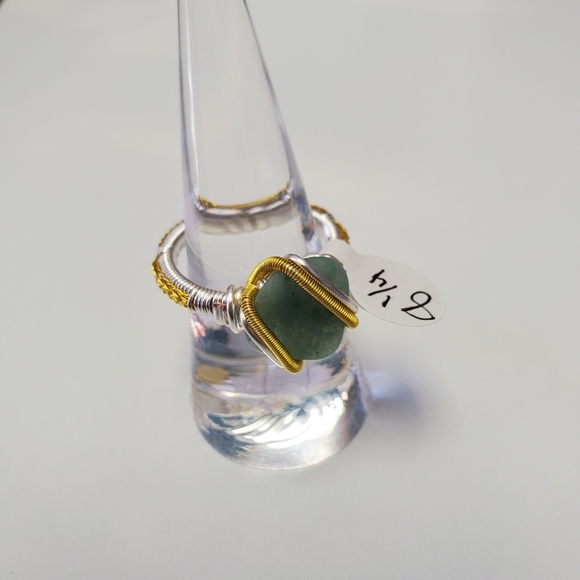 "Forever Fond" Aventurine Handmade Wire Wrap Ring Size 8.25 - Picture 4 of 8